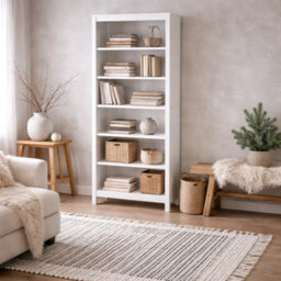 Wyld Haus Gossmere White 5-Shelf Wooden Bookcase 1990mm H X 785mm W X 325mm D - thumbnail 1