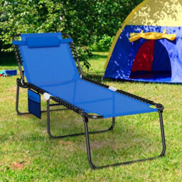 Gainoom Outdoor Oversize Folding Blue Chaise Lounge Portable Patio Garden Sun Lounger - thumbnail 4