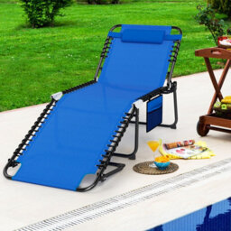 Gainoom Outdoor Oversize Folding Blue Chaise Lounge Portable Patio Garden Sun Lounger - thumbnail 3