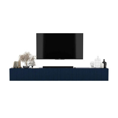 Heze Furniture Elpis Glamour Tv Cabinet Media Unit Extra Long 300 Cm Wall Mounted - Navy Matt - image 1