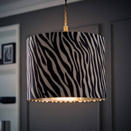 Valuelights Oasis Zebra Print Fabric With Metallic Chrome Inner Drum Ceiling Lamp Shade (D)25Cm - thumbnail 5