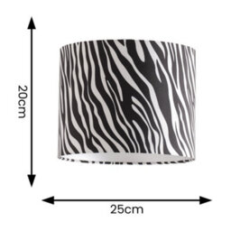 Valuelights Oasis Zebra Print Fabric With Metallic Chrome Inner Drum Ceiling Lamp Shade (D)25Cm - thumbnail 4
