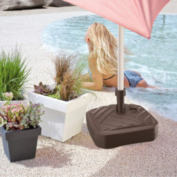 Urbn-Living Urbnliving Height 13Cm 12L Square Brown Colour Plastic Umbrella Parasol Base Stand Garden Sunshade Holder - thumbnail 1