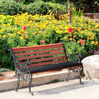 Outsunny 2-Seater Bench Cushion Polyester Cover Seat Pad Replacement Black - image 1