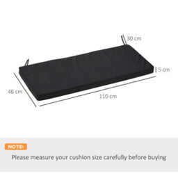 Outsunny 2-Seater Bench Cushion Polyester Cover Seat Pad Replacement Black - thumbnail 3