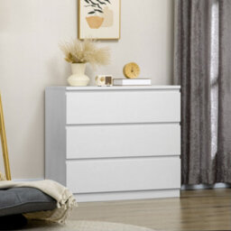 Homcom Chest Of Drawers, 3 Drawer Storage Cabinet Unit For Bedroom, White - thumbnail 1