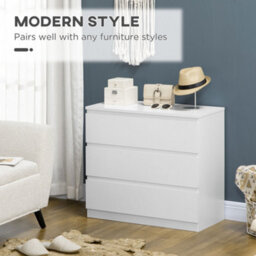 Homcom Chest Of Drawers, 3 Drawer Storage Cabinet Unit For Bedroom, White - thumbnail 4