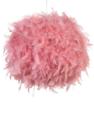 Wyld And Coco Luminalux Pink Featherball Pendant Lamp, Duck Feather Shade, 40Cm X 154Cm Drop - image 1