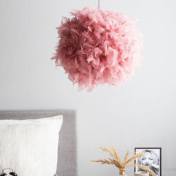 Wyld And Coco Luminalux Pink Featherball Pendant Lamp, Duck Feather Shade, 40Cm X 154Cm Drop - thumbnail 2