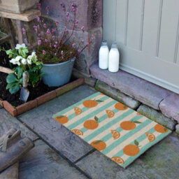Artsy Doormats Blue Stripe Oranges Coir Doormat - thumbnail 4