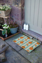Artsy Doormats Blue Stripe Oranges Coir Doormat - thumbnail 7