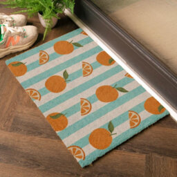 Artsy Doormats Blue Stripe Oranges Coir Doormat - thumbnail 3