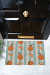 Artsy Doormats Blue Stripe Oranges Coir Doormat - thumbnail 2