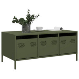 Berkfield Coffee Table Olive Green 101.5X50X43.5 Cm Cold-Rolled Steel - thumbnail 3