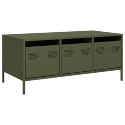 Berkfield Coffee Table Olive Green 101.5X50X43.5 Cm Cold-Rolled Steel - thumbnail 2