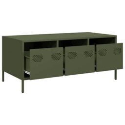 Berkfield Coffee Table Olive Green 101.5X50X43.5 Cm Cold-Rolled Steel - thumbnail 5