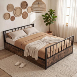 Double Size Metal Bed Frame With 2 Drawers , 190 X 135 Cm - thumbnail 6
