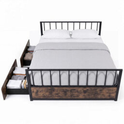 Double Size Metal Bed Frame With 2 Drawers , 190 X 135 Cm - thumbnail 3