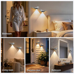 Amorly Silver Bird Wall Sconce, Rechargeable Motion Sensor Wireless Wall Light, For Bedroom, Hallway, Stairway, Entryway (Right Facing) - thumbnail 6
