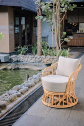 Nordlys Natural Rattan And Beige Fabric Armchair Exotic Boho Living Room - thumbnail 8