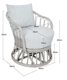 Nordlys Natural Rattan And Beige Fabric Armchair Exotic Boho Living Room - thumbnail 6