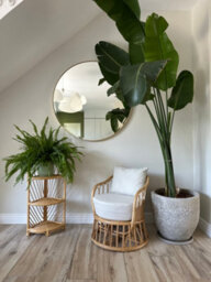 Nordlys Natural Rattan And Beige Fabric Armchair Exotic Boho Living Room - thumbnail 4