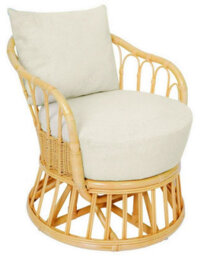 Nordlys Natural Rattan And Beige Fabric Armchair Exotic Boho Living Room - thumbnail 2