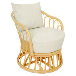 Nordlys Natural Rattan And Beige Fabric Armchair Exotic Boho Living Room - thumbnail 1