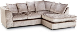 Crystal Mink & Black Crushed Velvet 4 Seater L Shaped Corner Sofa Scatter Back Right Hand Facing - thumbnail 1