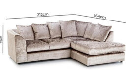 Crystal Mink & Black Crushed Velvet 4 Seater L Shaped Corner Sofa Scatter Back Right Hand Facing - thumbnail 4