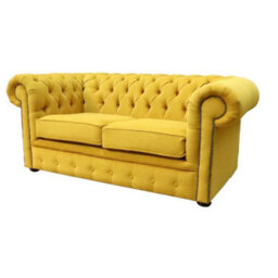 Chesterfield 2 Seater Cantare Mustard Yellow Easy Clean Fabric Sofa In Classic Style - thumbnail 5
