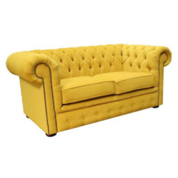 Chesterfield 2 Seater Cantare Mustard Yellow Easy Clean Fabric Sofa In Classic Style - thumbnail 3