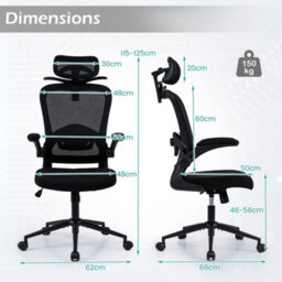 Ergonomic Office Chair Mesh Computer Desk Chair With 3D Headrest Black - thumbnail 2