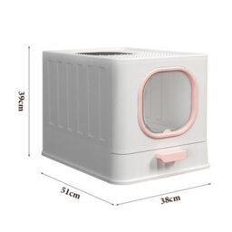 Darphe Pink Enclosed Folding Cat Litter Box Toilet With Scoop, 38Cm W X 51Cm D X 39Cm H - thumbnail 5