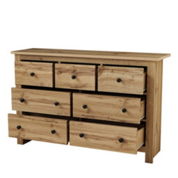 Abrihome Modern Vintage Storage Cabinet, Sideboard Buffet With 7 Drawers, Sofa Side Cabinet, 152 X 40 X 88.5Cm, Wood Colour - thumbnail 6