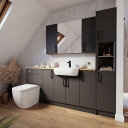 Ennis Matt Graphite Contemporary Freestanding Fitted Bathroom Slim Vanity Base Unit (W)500mm (H)820mm - thumbnail 2