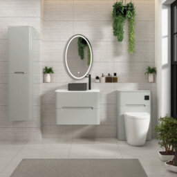 Royal Bathrooms Venice 700mm Dove Grey Wall Mounted Bathroom Countertop Vanity Unit 2 Drawer With Art Square Basin - thumbnail 4