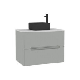 Royal Bathrooms Venice 700mm Dove Grey Wall Mounted Bathroom Countertop Vanity Unit 2 Drawer With Art Square Basin - thumbnail 7