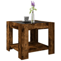 Berkfield Coffee Table With Led Smoked Oak 53X53X45 Cm Engineered Wood - thumbnail 5