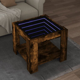 Berkfield Coffee Table With Led Smoked Oak 53X53X45 Cm Engineered Wood - thumbnail 1