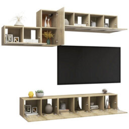 Berkfield 7 Piece Tv Cabinet Set Sonoma Oak Engineered Wood - thumbnail 3