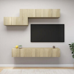 Berkfield 7 Piece Tv Cabinet Set Sonoma Oak Engineered Wood - thumbnail 1