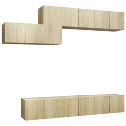 Berkfield 7 Piece Tv Cabinet Set Sonoma Oak Engineered Wood - thumbnail 2