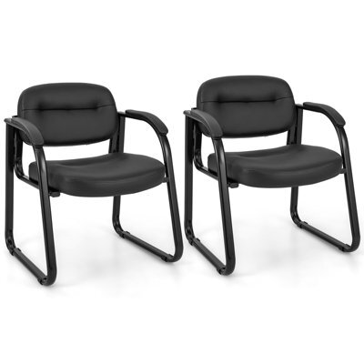 Costway Office Guest Chair Set Of 2 Reception Chairs With Padded Armrests - image 1