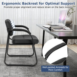 Costway Office Guest Chair Set Of 2 Reception Chairs With Padded Armrests - thumbnail 9