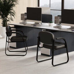 Costway Office Guest Chair Set Of 2 Reception Chairs With Padded Armrests - thumbnail 3