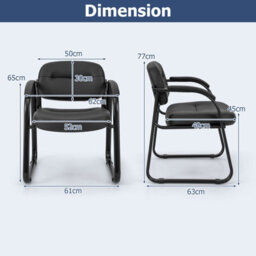 Costway Office Guest Chair Set Of 2 Reception Chairs With Padded Armrests - thumbnail 2