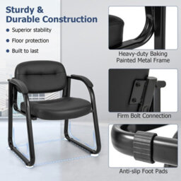 Costway Office Guest Chair Set Of 2 Reception Chairs With Padded Armrests - thumbnail 7