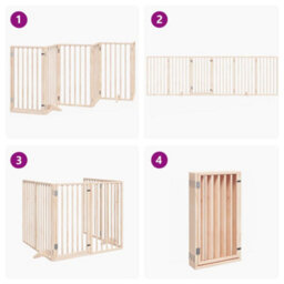 Walplus Poplar Wood Dog Gate With Door Foldable 6 Panels 300 Cm - thumbnail 7