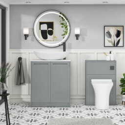 Royal Bathrooms Royal Bathroom Elmore 700mm Matt Pebble Grey Freestanding Countertop Bathroom Vanity Unit 2 Door With Cesar Basin - thumbnail 5